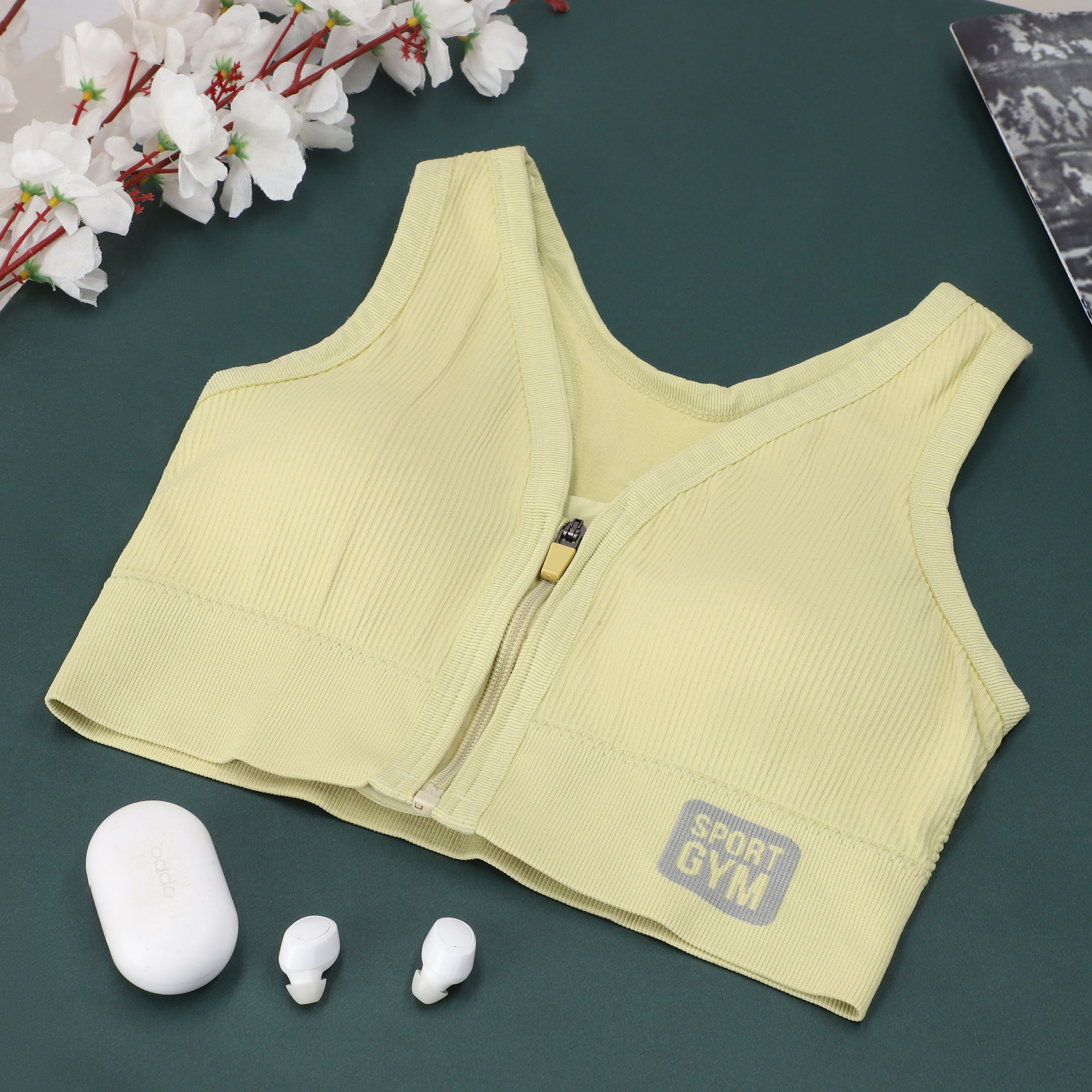 Victoria Jean Zipper Pushup Sports Bra