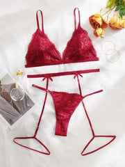 Victoria Super Maroon Floral Embroidered Padded Bra and Panty Set