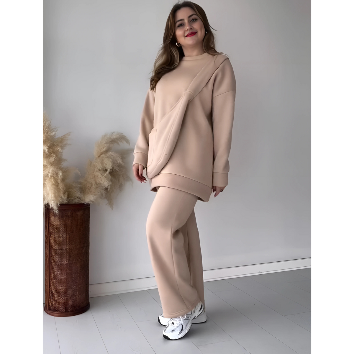 Victoria Rich Fleece Casual Drop Shoulder Tracksuit Suit With Bag