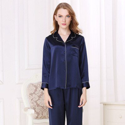 Victoria Galaxy Pearl Pajama Silk Night Suit With Scrunchie for Women