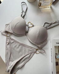 Victoria Heart Buckle Padded Bra and Panty Set