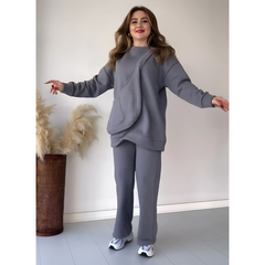 Victoria Rich Fleece Casual Drop Shoulder Tracksuit Suit With Bag