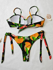 Victoria Leaf Fruit Print Pushup Thong Bikini set