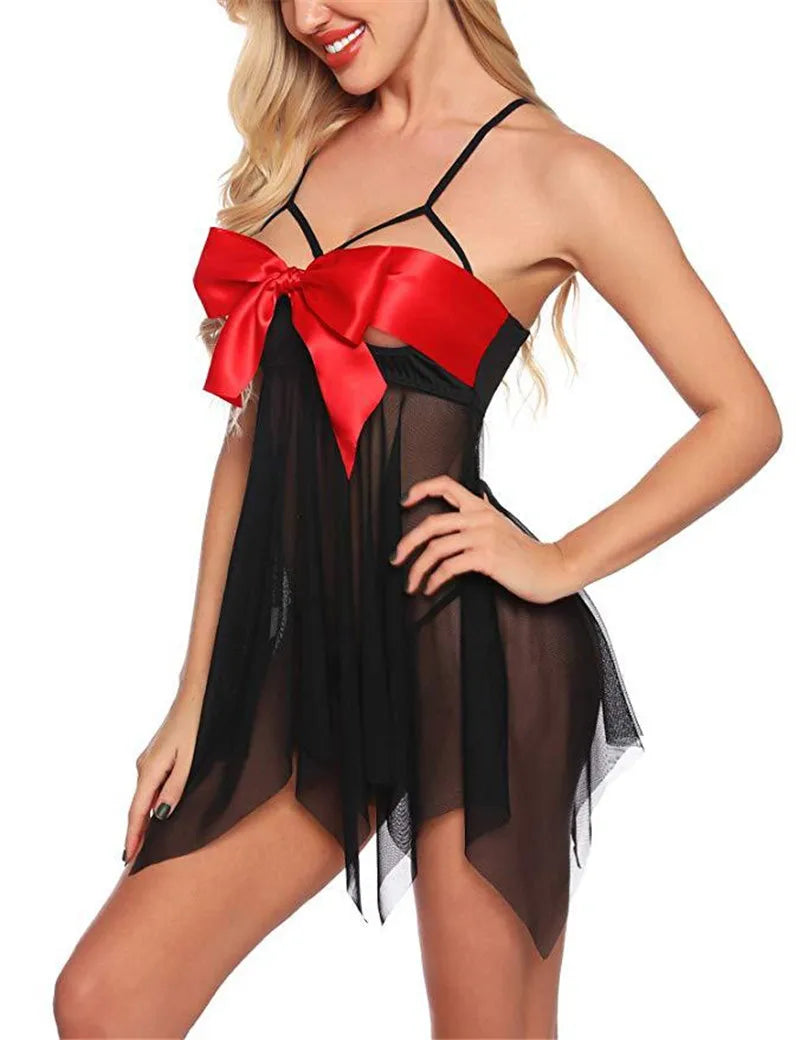 Victoria Bowknot Sling Front Open Short Lingerie