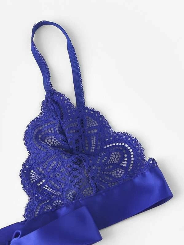 Victoria Ginny Blue Embroidered Transparent Bikini Set