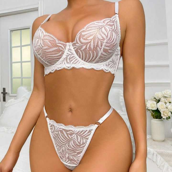 Victoria Haval Embroidered Non Padded Bra and Panty Set