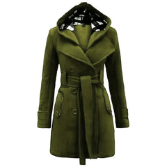 Victoria Fleece Double Breasted Waist Belt Long Coat