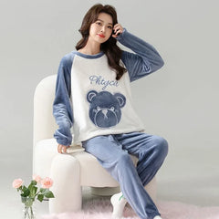 Victoria Blue Blush Fleece Pajama Suit