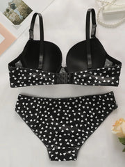 Victoria Hearts Printed Padded Bra and Panty Set