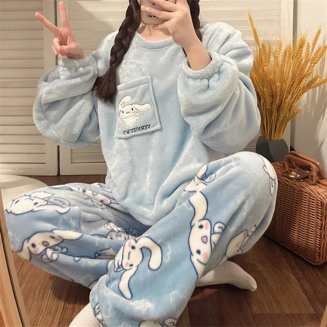 Victoria Blue Rabbit Fleece Pajama Suit