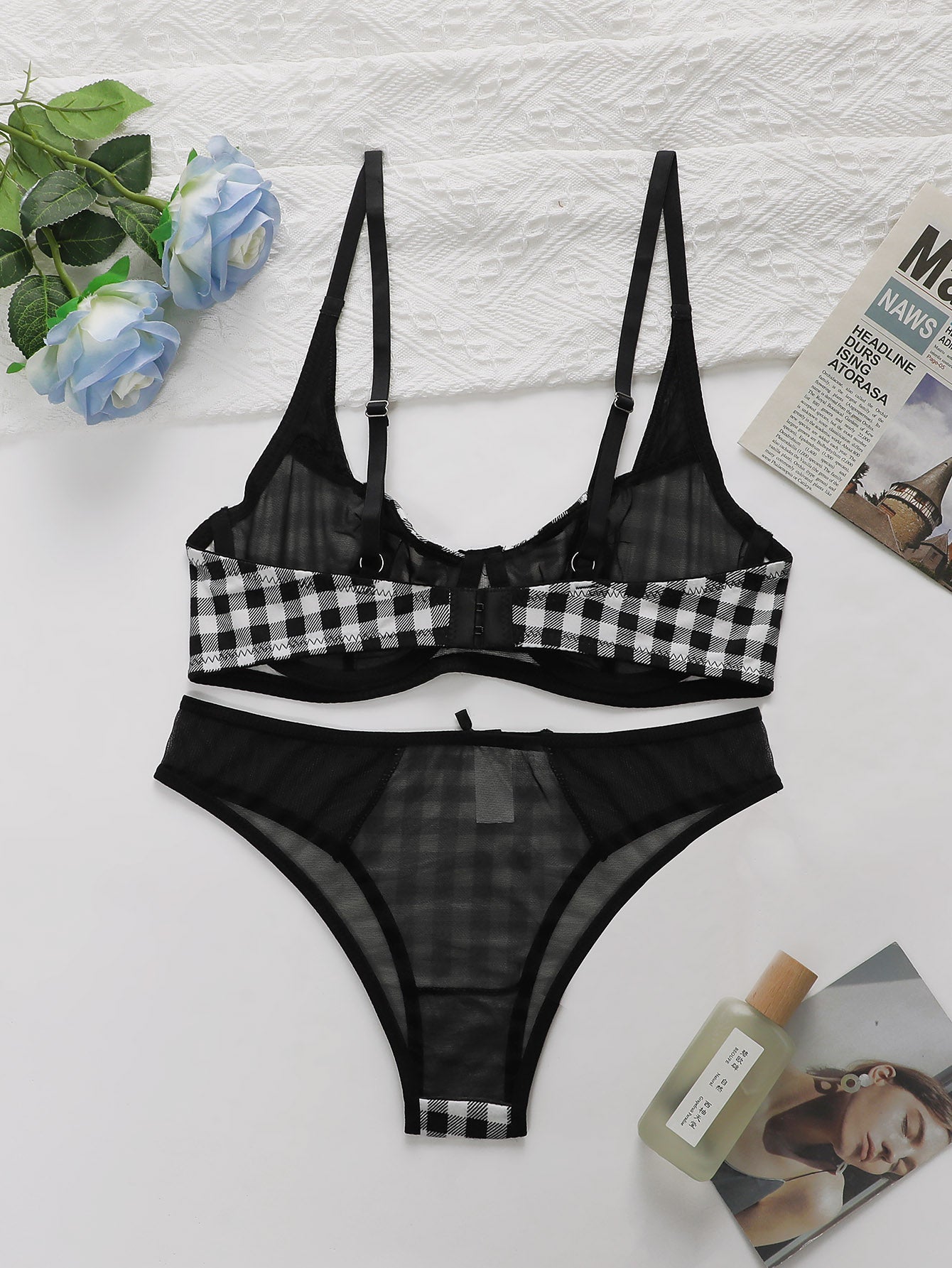 Victoria Plaid Check Non Padded Bra and Panty Set