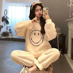 Victoria Smiley Face Fleece Pajama Suit