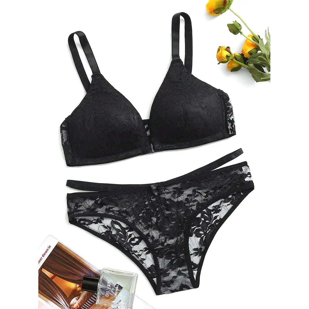 Victoria Max Front Open Padded Bra and Panty Set