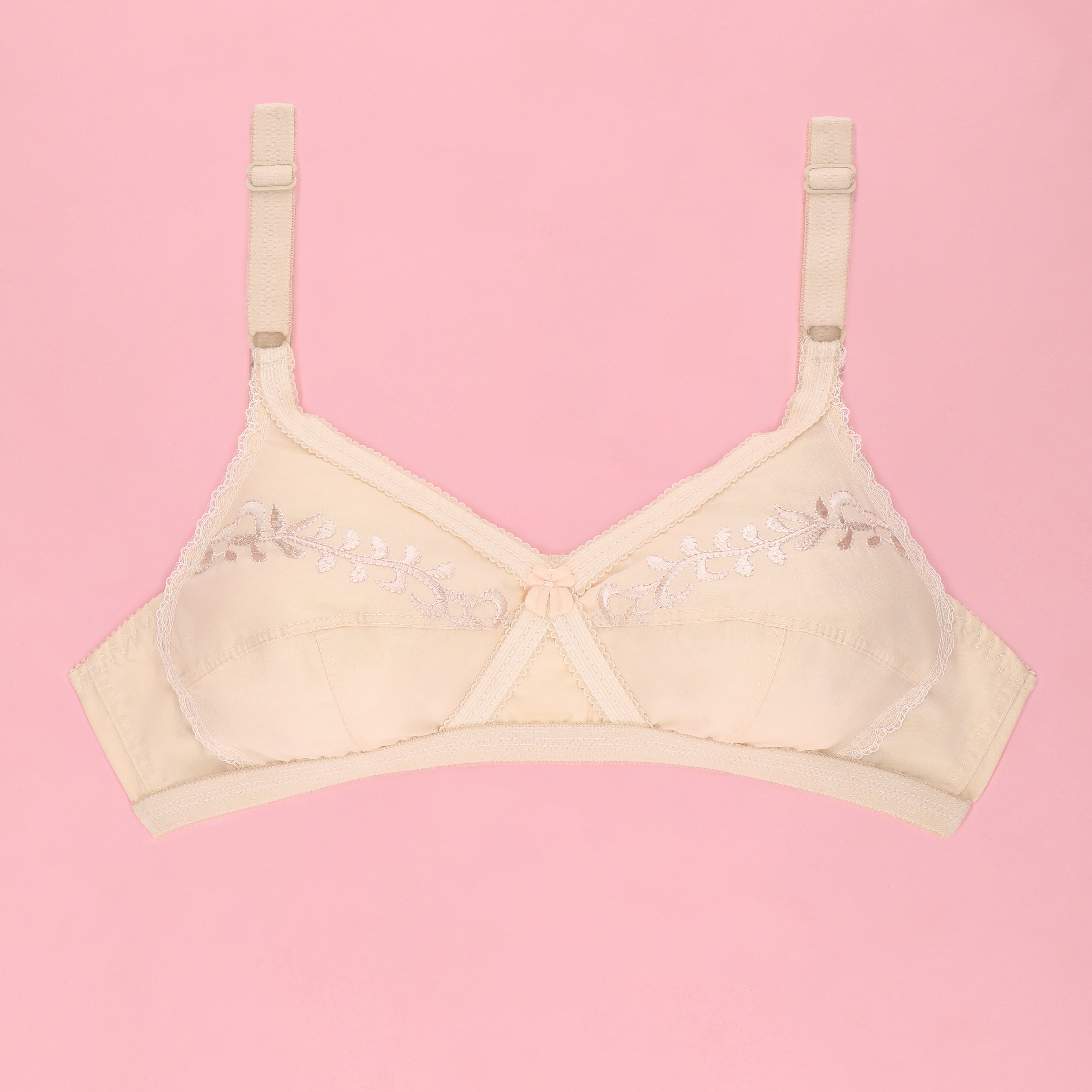 Victoria Cross Embroidered Casual Non Padded Wireless Bra