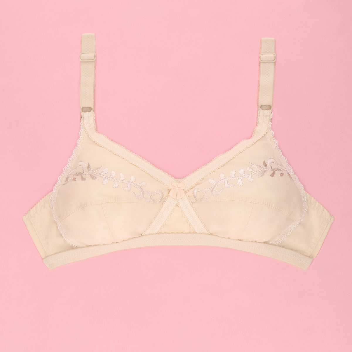 Victoria Cross Embroidered Casual Non Padded Wireless Bra