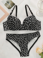 Victoria Hearts Printed Padded Bra and Panty Set