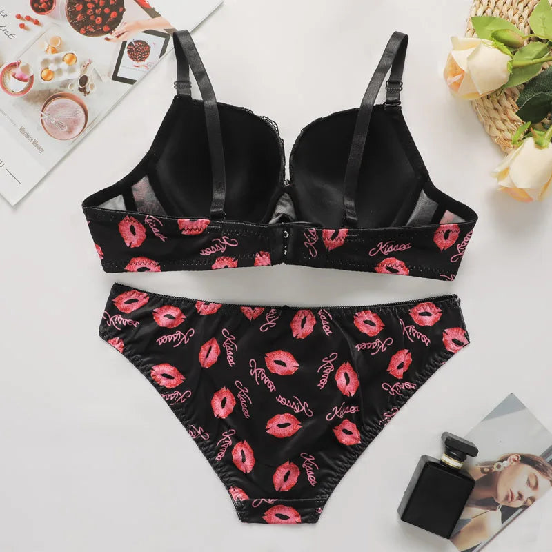 Victoria Optic Lace Print Padded Bra and Panty Set