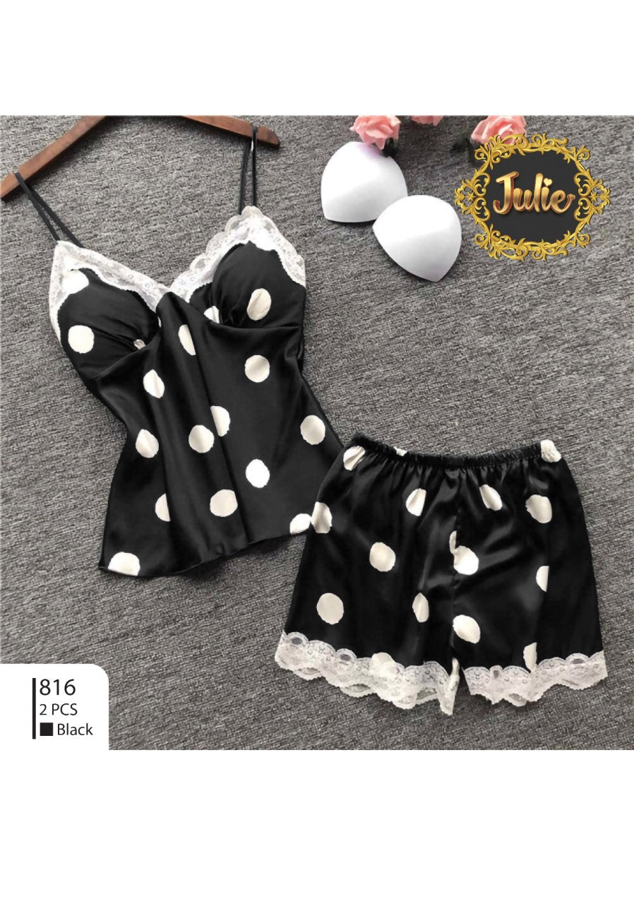 Victoria Polka Dot - 2pc Silk Inner & Shorts Cami Set