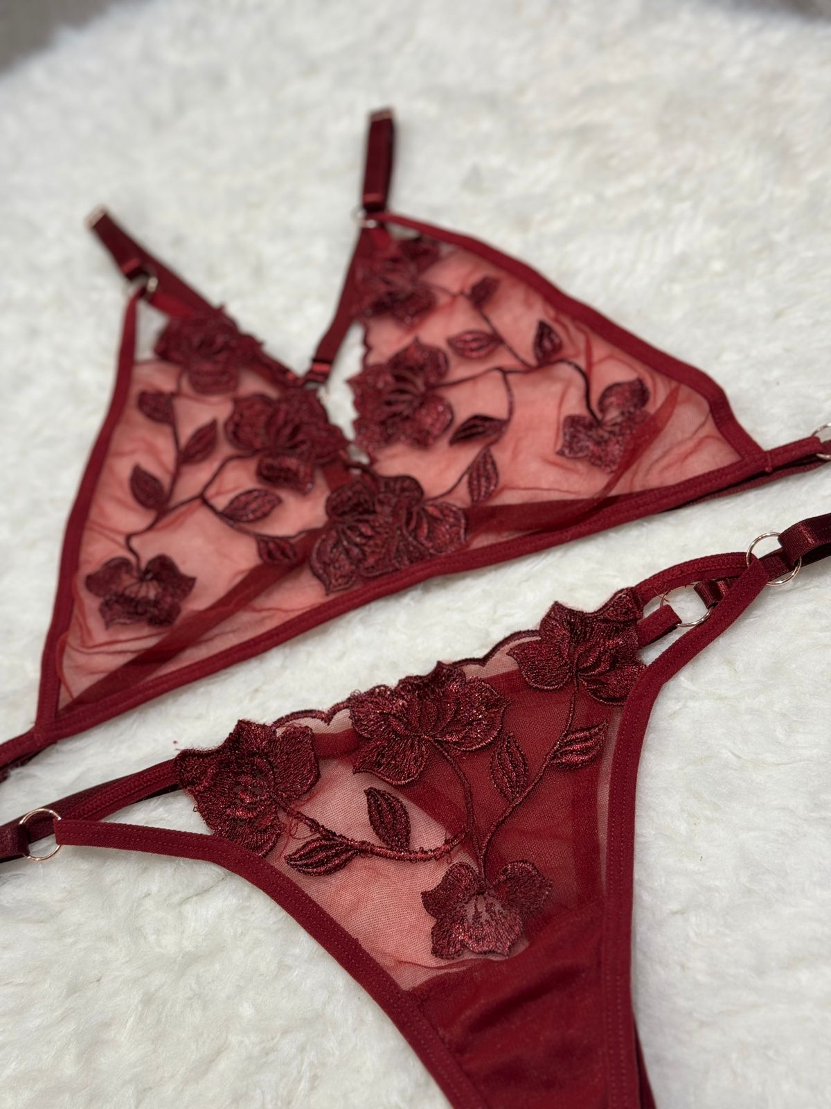 Victoria Spot Flowers Embroidery Bikini