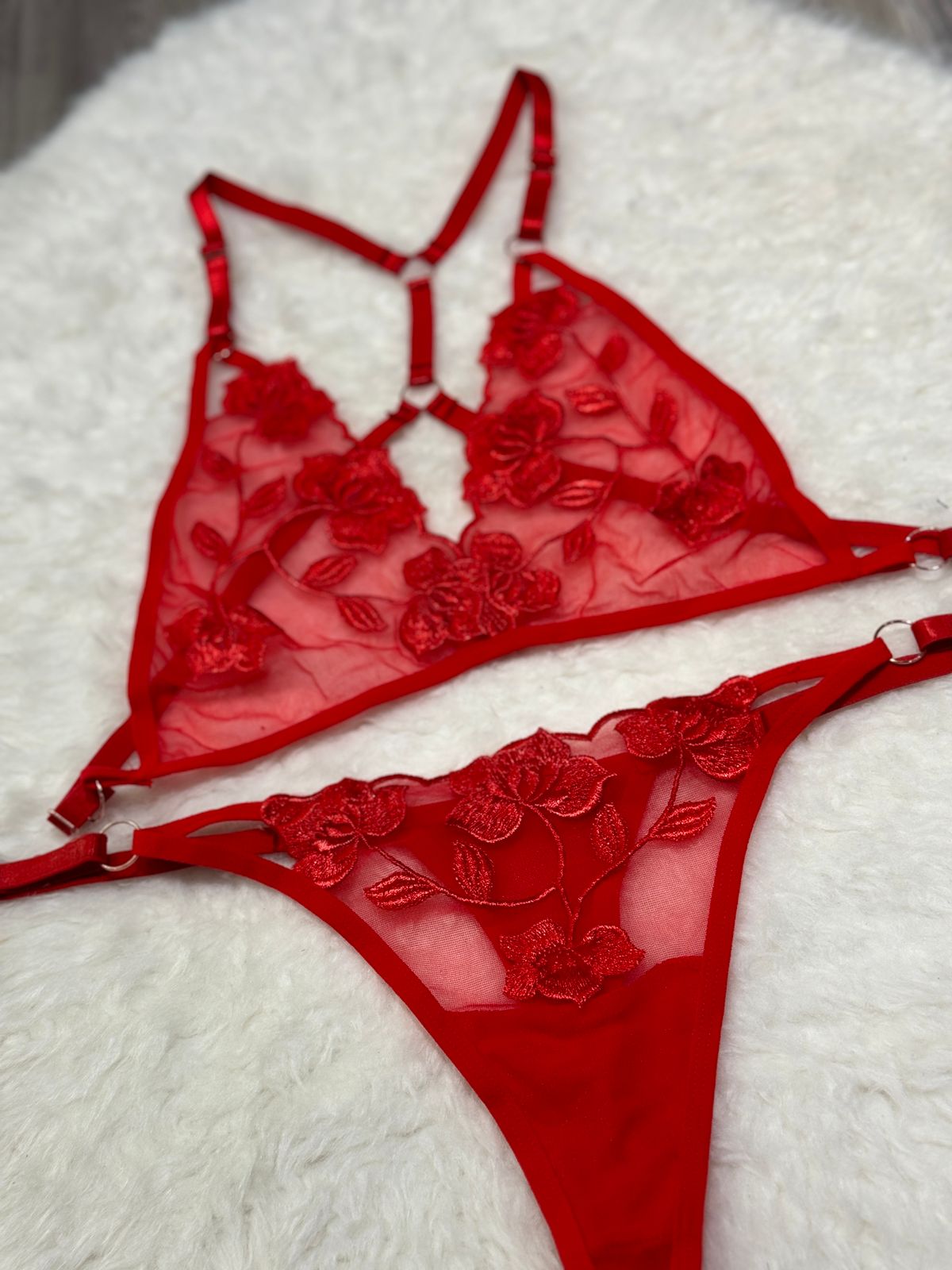 Victoria Spot Flowers Embroidery Bikini