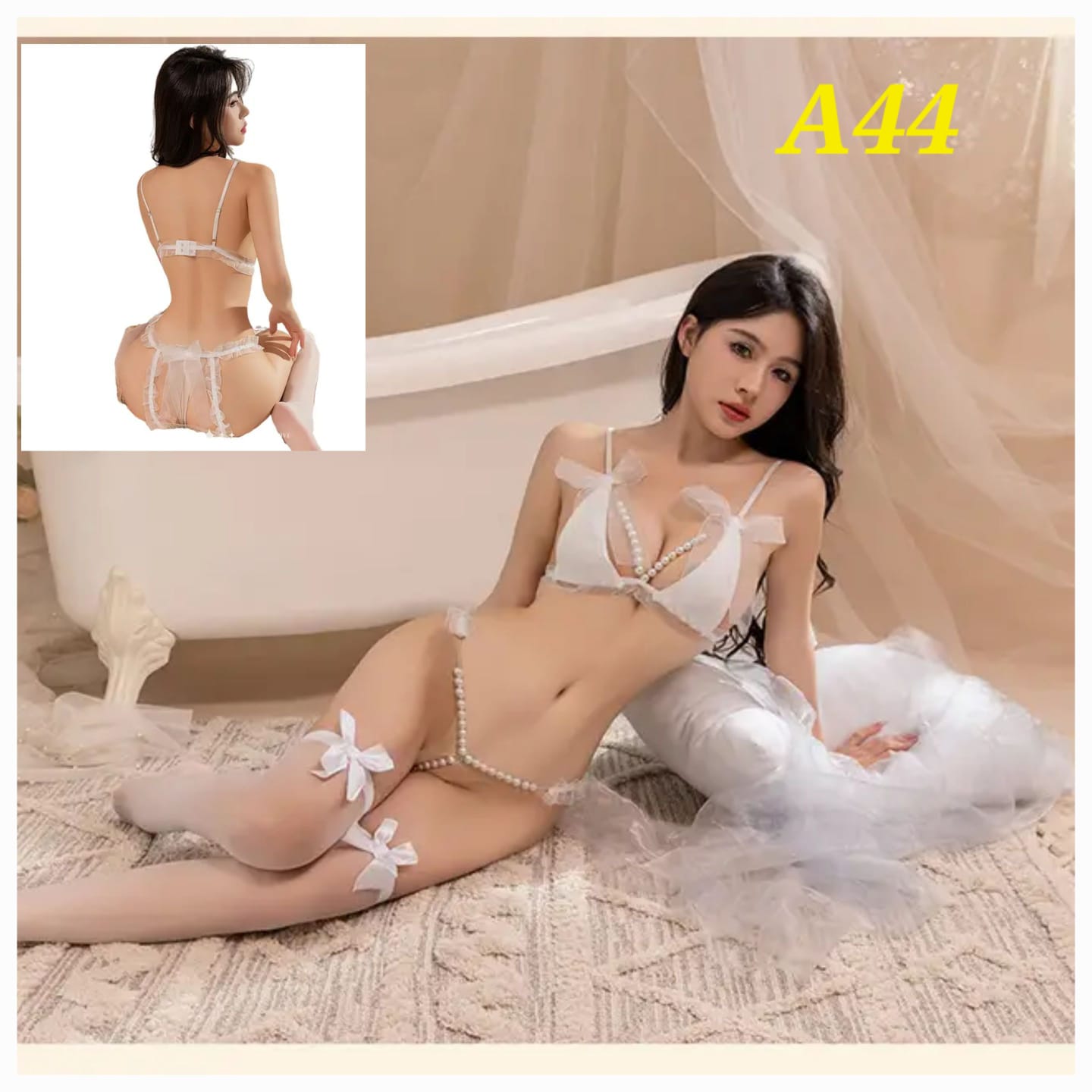 Victoria Delicate Open Crotch Transparent Set