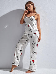 Victoria Spice Ceder Strap Jumpsuit Printed Hearst White