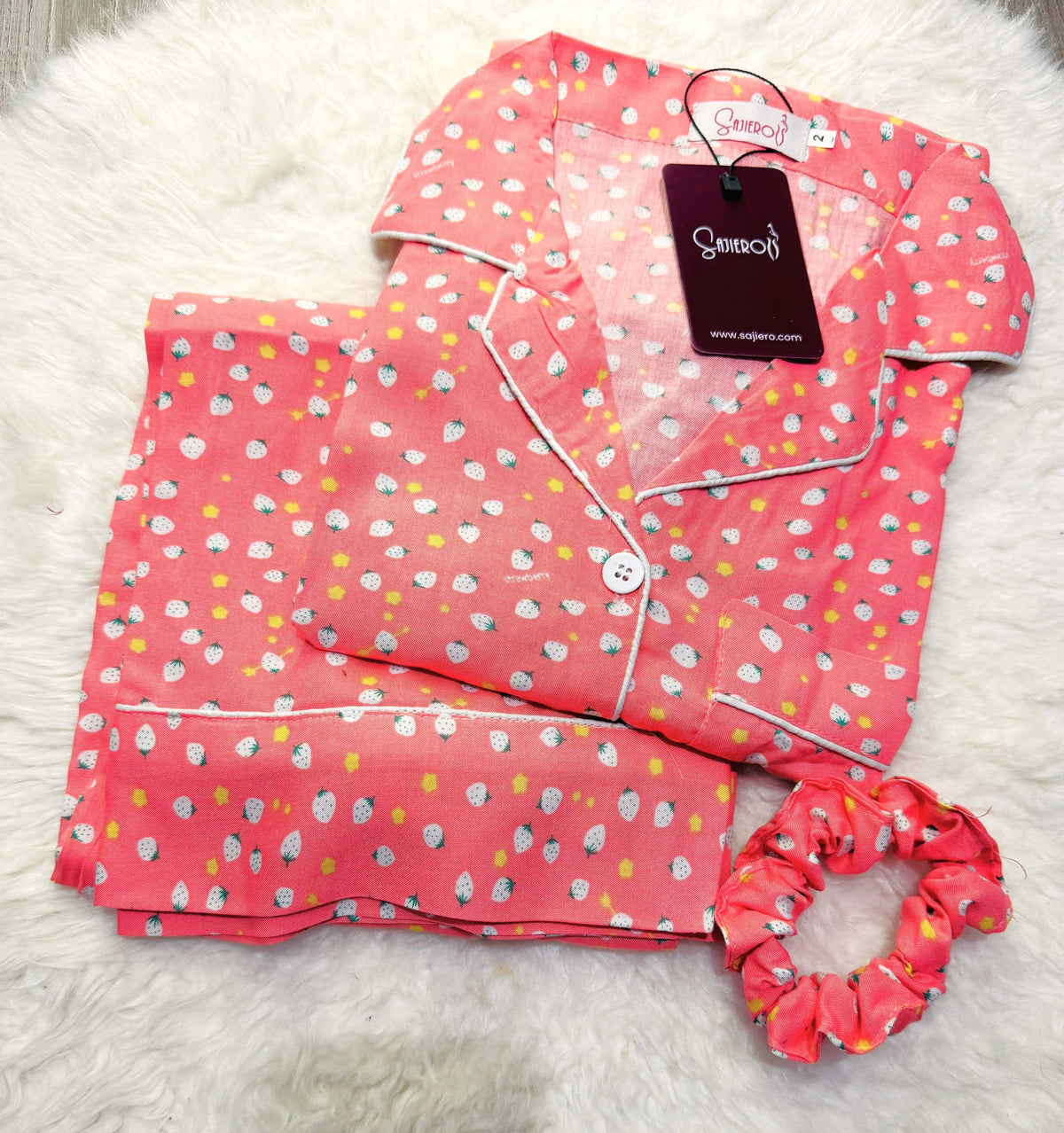 Victoria Galaxy Boski Linen Printed Pajama Suit Luxury Pink