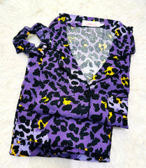 Victoria Galaxy Boski Linen Printed Pajama Suit Purple Jaguar