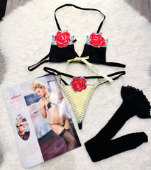 Victoria Sk 3pcs Fancy Sexy Bikini Set Rose