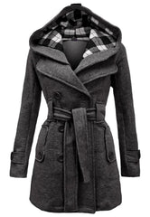 Victoria Fleece Double Breasted Waist Belt Long Coat