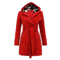 Victoria Fleece Double Breasted Waist Belt Long Coat