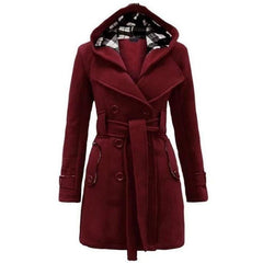 Victoria Fleece Double Breasted Waist Belt Long Coat