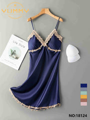 Victoria Leona Silk Padded Long Sleepwear Lingerie