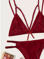 Victoria Ex Maroon Sexy Transparent Bikini Set