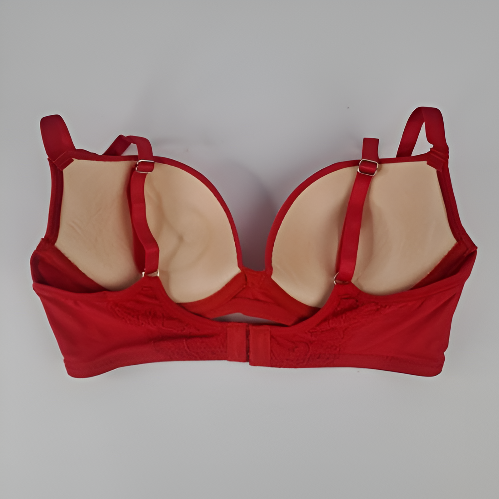 Victoria Charming Red Embroidered Padded Bra and Panty Set