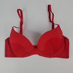 Victoria Charming Red Embroidered Padded Bra and Panty Set