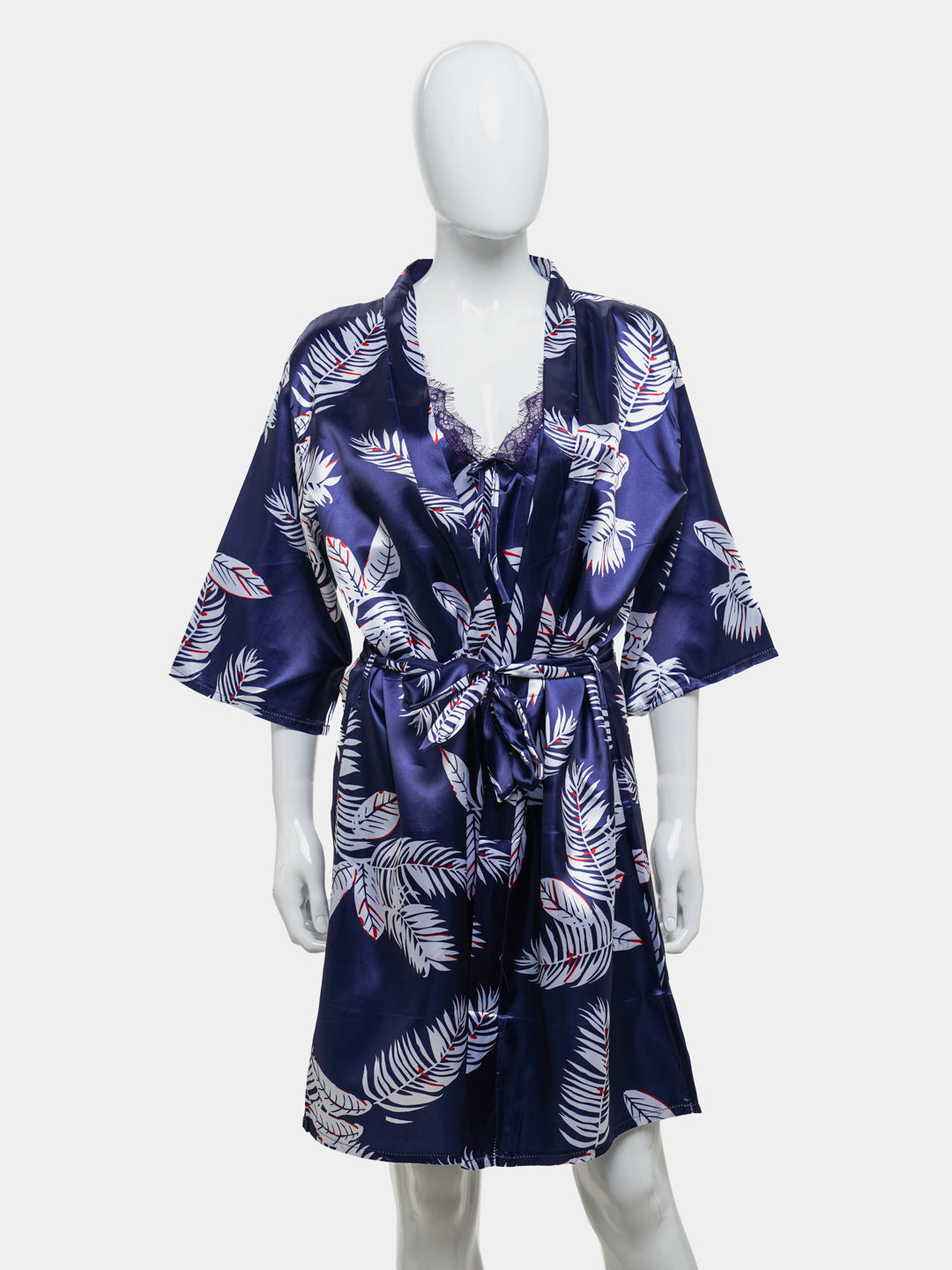 Victoria Hawaiian Print Silk 2pcs Nightgown set