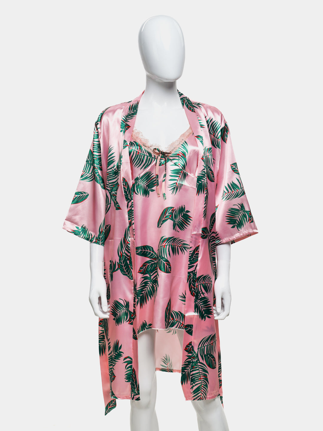 Victoria Hawaiian Print Silk 2pcs Nightgown set