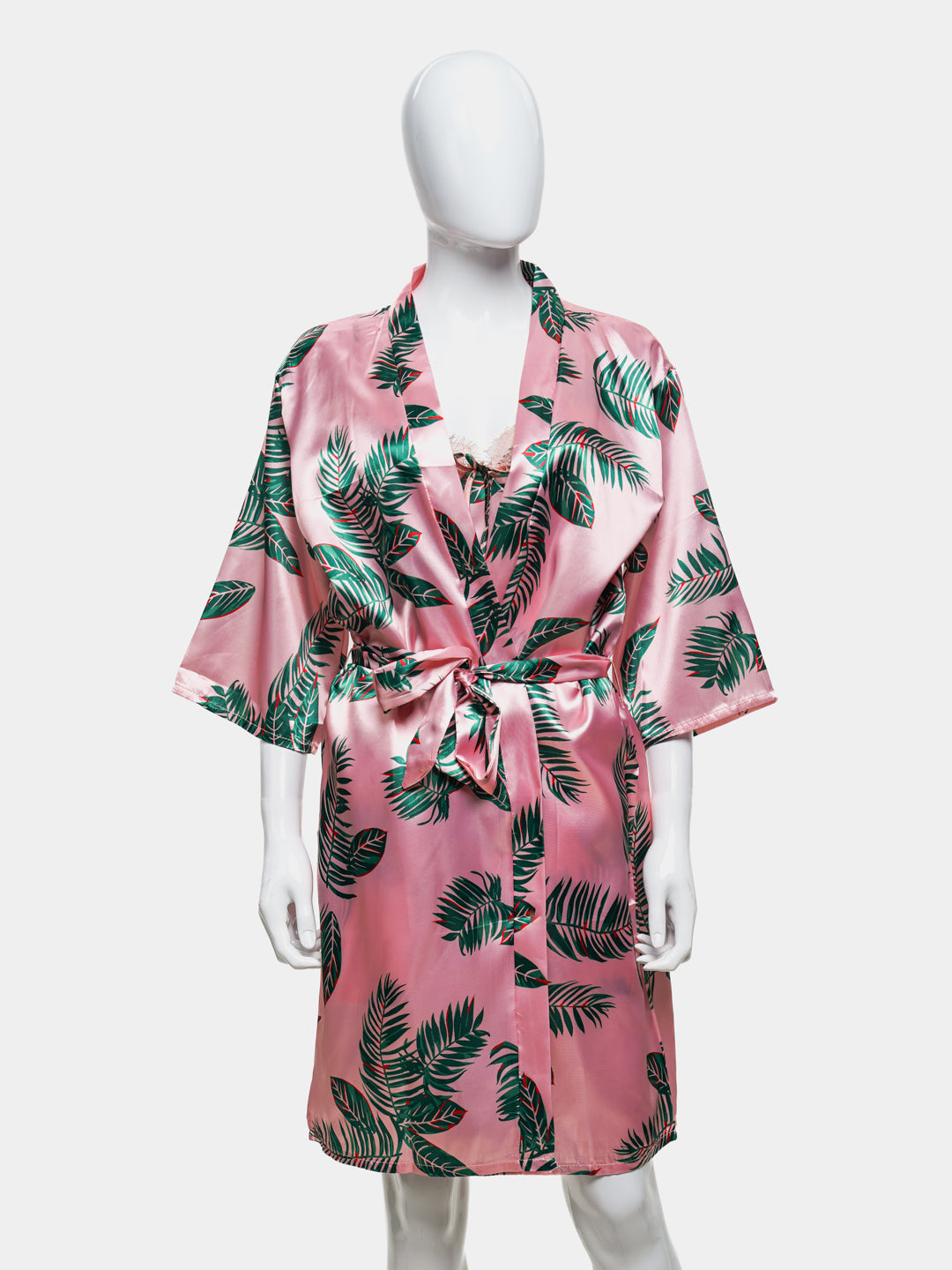 Victoria Hawaiian Print Silk 2pcs Nightgown set