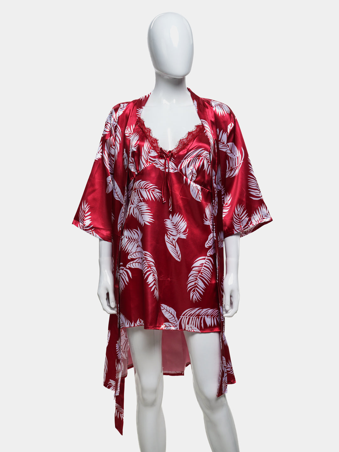 Victoria Hawaiian Print Silk 2pcs Nightgown set