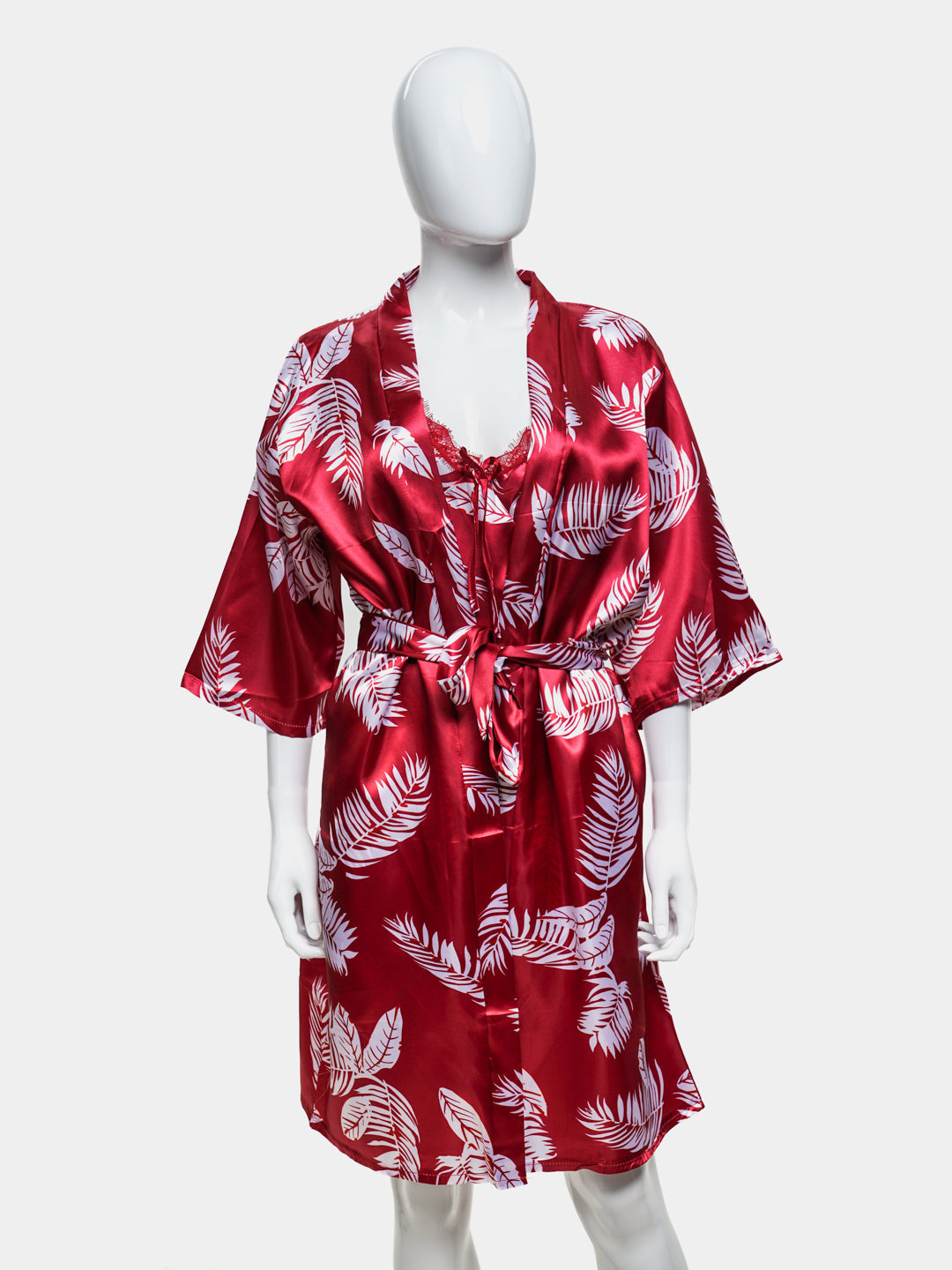 Victoria Hawaiian Print Silk 2pcs Nightgown set