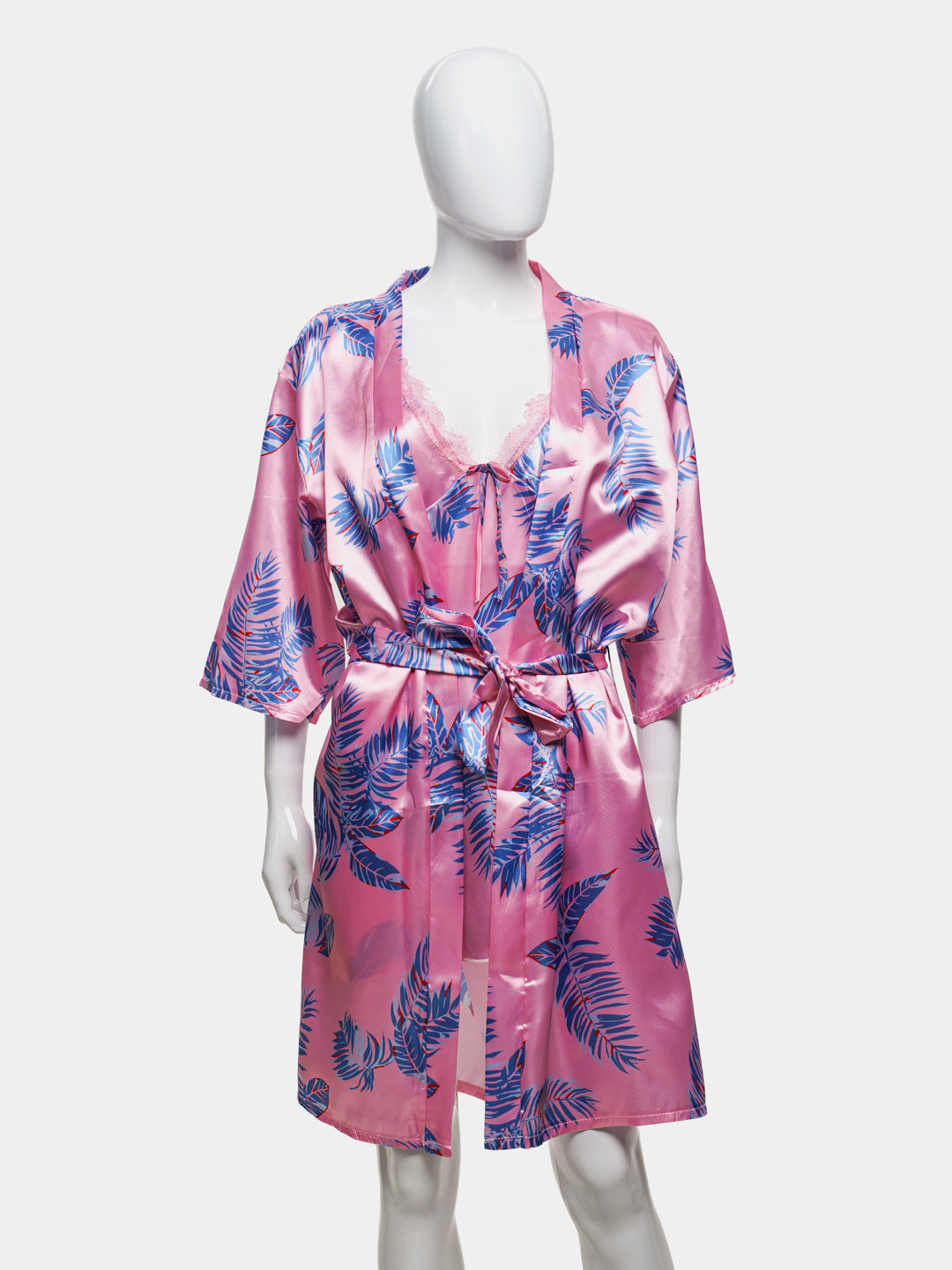 Victoria Hawaiian Print Silk 2pcs Nightgown set