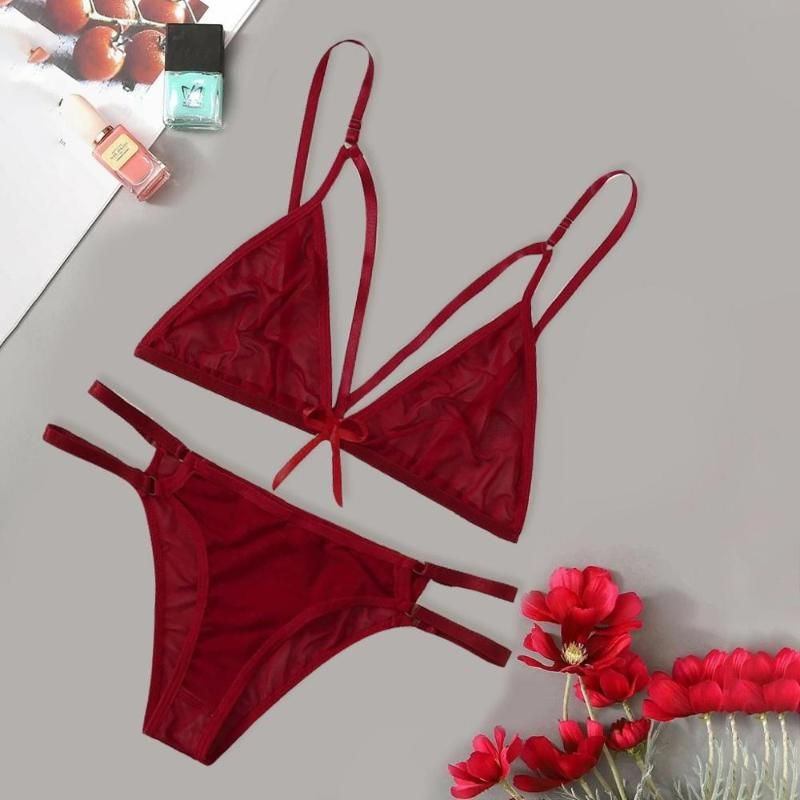 Victoria Ex Maroon Sexy Transparent Bikini Set